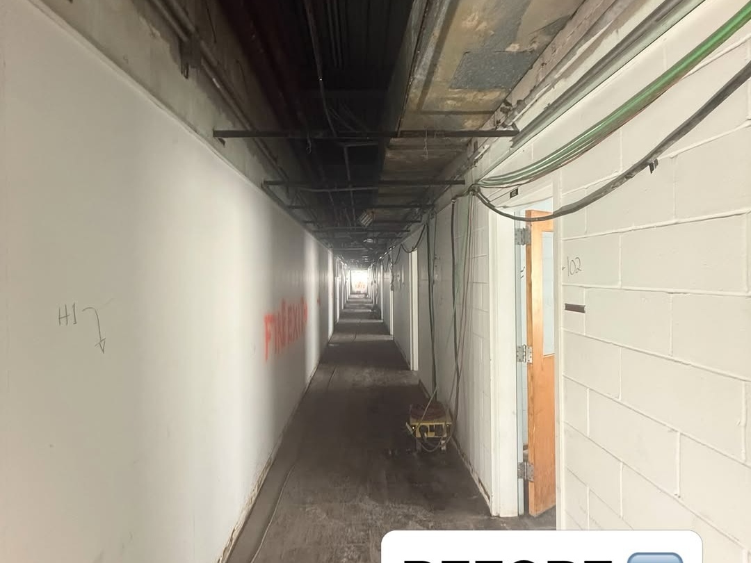 Detail view of asbestos material found in a ceiling